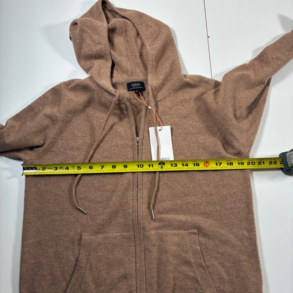 NEW Quince Mongolian Cashmere Hoodie Women Medium Brown Full Zip Luxury Sweater - Picture 8 of 10